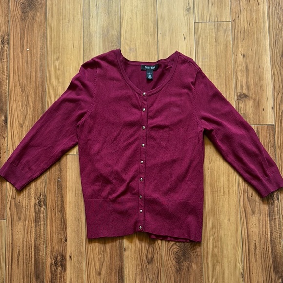 White House Black Market Sweaters - White House Black Market Burgundy Knit Cardigan Sweater